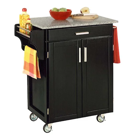 Contemporary 1-Drawer 2-Door Cuisine Cart with Granite Top